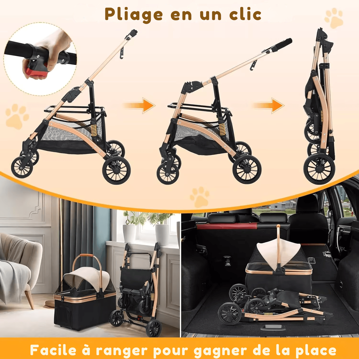 Poussette pour chien - LaPattedorée