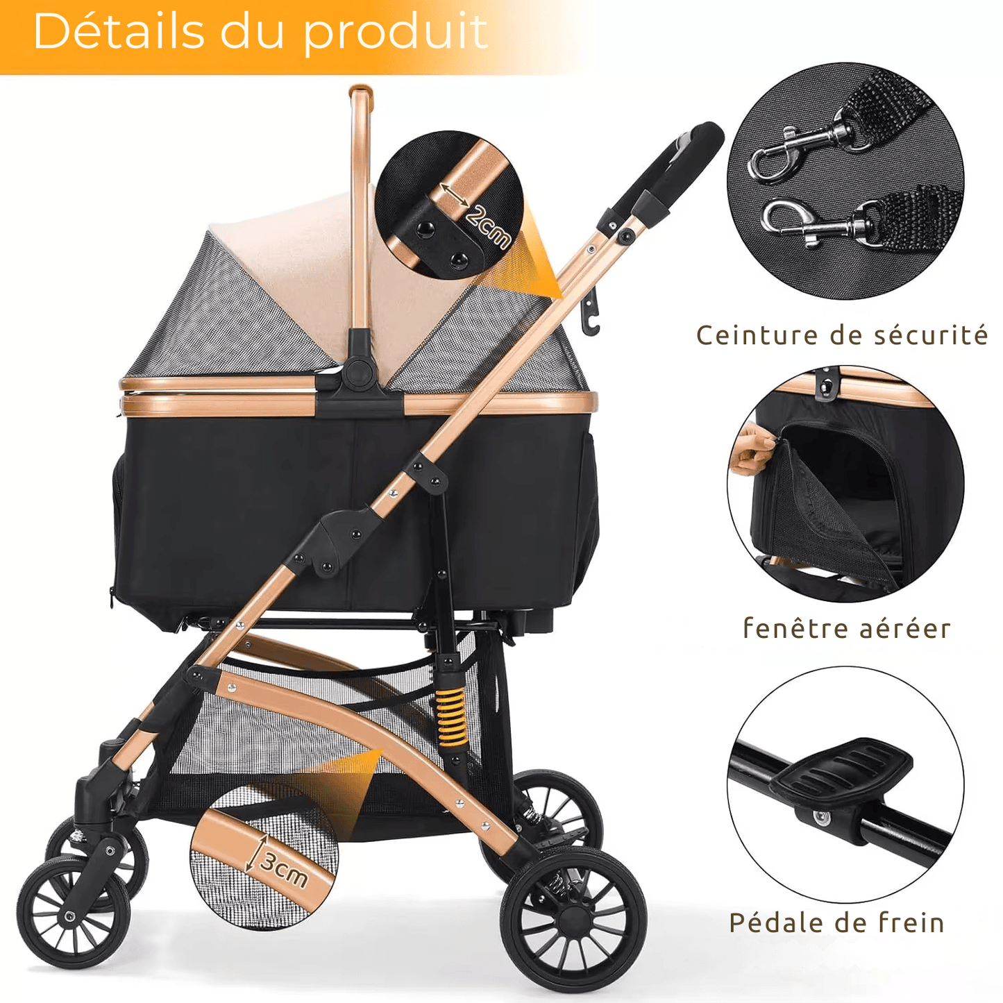 Poussette pour chien - LaPattedorée