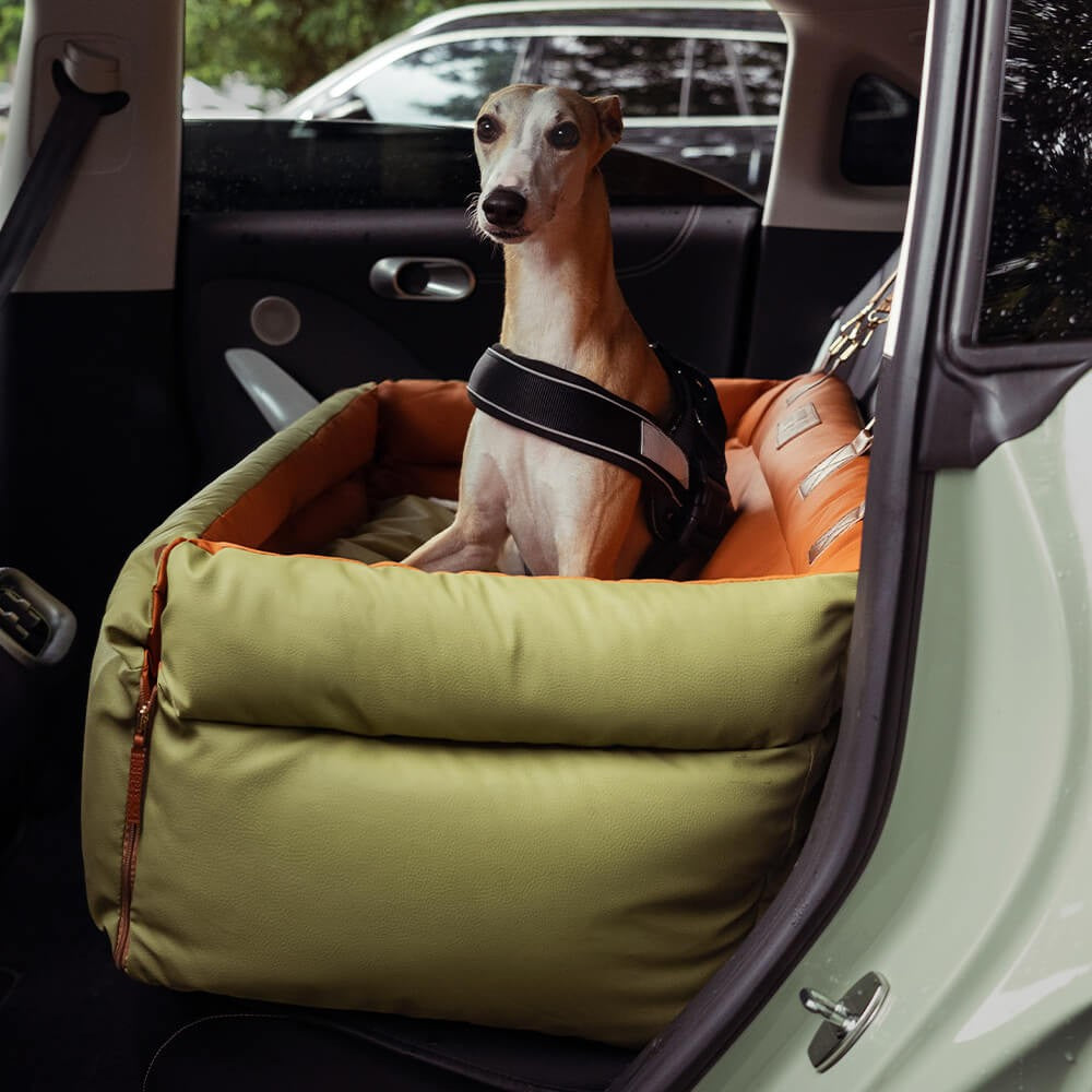 Grand panier pour chien en similicuir pour siège auto