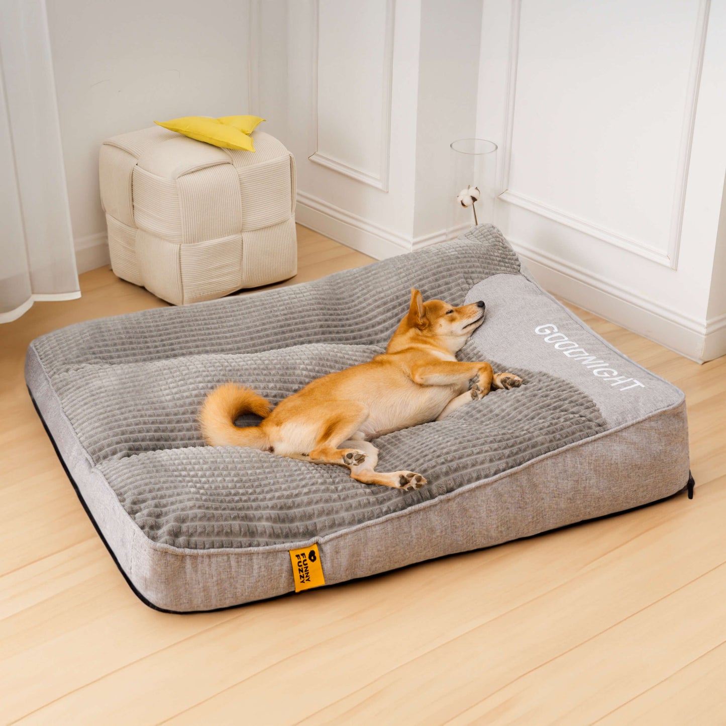 Grand lit coussin épais anti-rayures pour chien avec protection de la colonne vertébrale