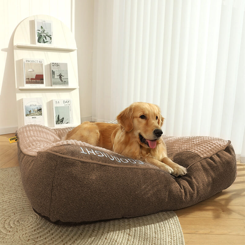 Grand lit coussin épais anti-rayures pour chien avec protection de la colonne vertébrale
