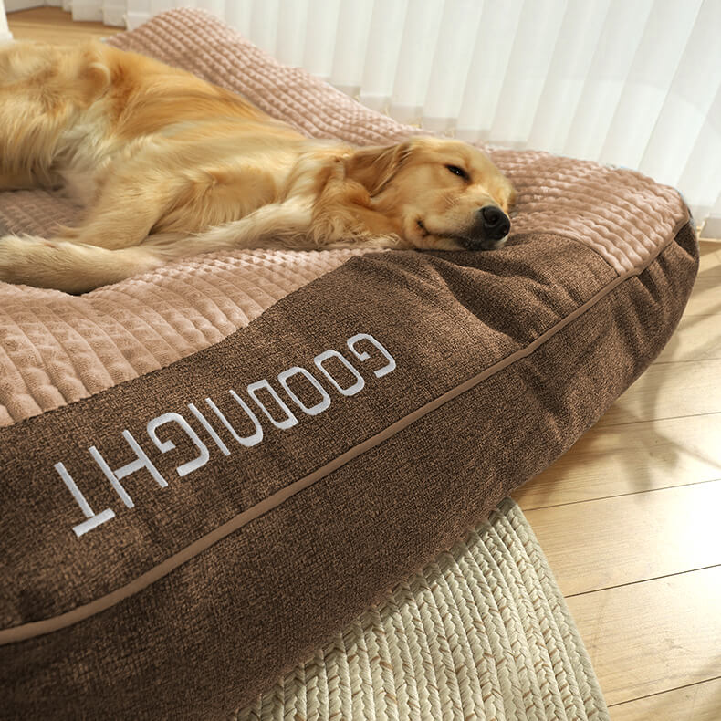 Grand lit coussin épais anti-rayures pour chien avec protection de la colonne vertébrale