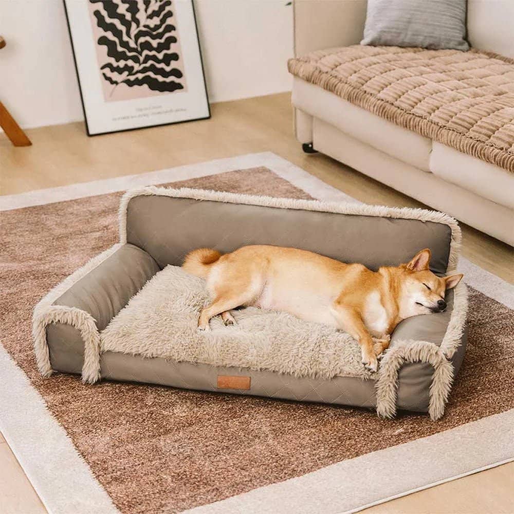 Lit orthopédique pour chien en similicuir - Lapattedorée