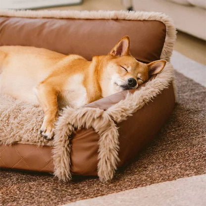 Lit orthopédique pour chien en similicuir - Lapattedorée